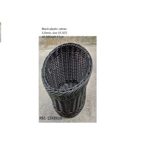 BLACK PLASTIC RATTAN 3.0MM SIZE 15.5(T)X8.5(B)X10-17CM