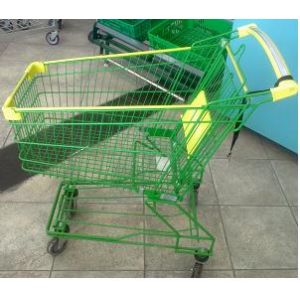 SUPER MARKET TROLLEY GREEN WITH COLORED HANDLE 80LTR